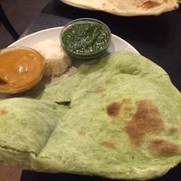 vegan naan and curry  at Shama Vegetarian Indian Restaurant in Osaka