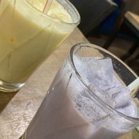 You can get mango or blueberry lassi with soy milk   at Shama Vegetarian Indian Restaurant in Osaka