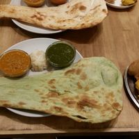 Curry and nan at Shama Vegetarian Indian Restaurant in Osaka