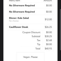 Instructions and overpriced bill  at Caroline's in Dubuque