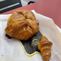 Vegan chocolate croissant and vegan mini croissant (normal but sweet)  at CroisSants in Barcelona