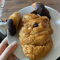 Mixed chocolate croissant and two mini chocolate croissants  at CroisSants in Barcelona