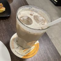 Iced chai latte with soy milk  at CroisSants in Barcelona