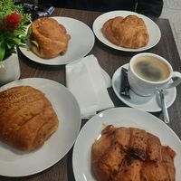 Selection of savory croissants at CroisSants in Barcelona