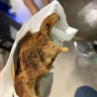 Tomato and vegetable croissant - should be called a pizza croissant - so good!   at CroisSants in Barcelona