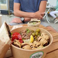 Felafel bowl & sister's wrap at Sisters' Plant Based in Goreme