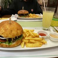 Falafel and Soy Burger. Both are great, but liked the Falafel better ;) at Sisters' Plant Based in Goreme
