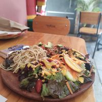 Vegan ceviche/ salad/ mushroom pasta - menu of the day at Trigo Verde in Oaxaca
