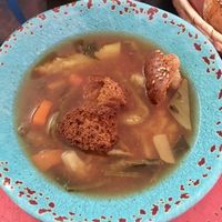 Soup with nopales at Trigo Verde in Oaxaca