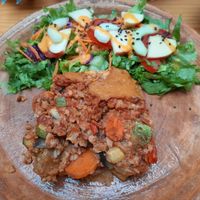 Musaka, como una lasagna pero de berenjena en vez de pasta. at Trigo Verde in Oaxaca