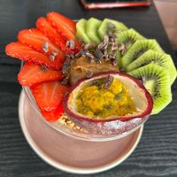 Açai bowl (pic your fruit, sauce & topping) kiwi, strawberries & passion fruit, biscoff & cacao nibs  at BobaCat Kitchen in Sunderland