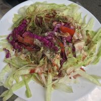 Salad with pomegranate syrup dressing and dried mint at Le Levantin in Clermont-ferrand