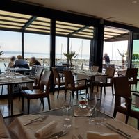 Interior and harbor view at Lake Side in Neuchatel