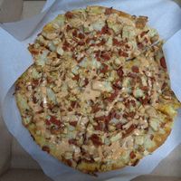 Signature Vegan Baked Buffalo on round/traditional crust, minus onions per my request. Size small, but it was very filling with its thicker crust and generous cheese. at Primoz Pizzeria in Mentor