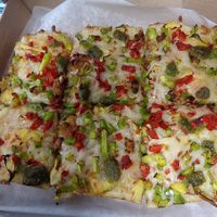 Supposed to be a deep dish vegan University Circle but they left off the broccoli and artichokes and put green peppers on instead, neither of which were asked for and was upsetting at Primoz Pizzeria in Mentor