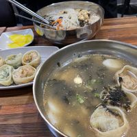 Vegan traditional noodles, Vegan Rice cake and dumplings and vegan dumplings at Daom Noodle 다옴국수 in Seoul