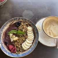 Açai bowl & latte  at BYOKO in Malaga