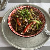 Black bean pasta bowl! Sooo good! at Cafe Central in Ayia Napa