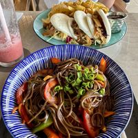Bean Noodles and Jackfruit Buns with Friesd  at Cafe Central in Ayia Napa