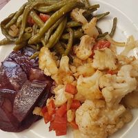 Coliflower, beetroot and green beans at Le Djoloff in Dakar