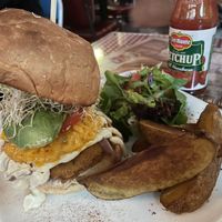 Ranch burger - crispy soy patty with creamy garlic sauce (added avocado). Massive  at Veggie4Love in Hong Kong Island