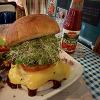 Kobe Burger with vegan cheese and avocado   at Veggie4Love in Hong Kong Island