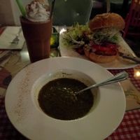 Drama Queen burger and chocolate shake (with soup)  at Veggie4Love in Hong Kong Island