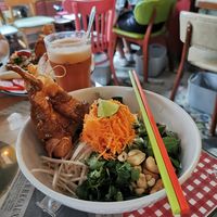 Oakland breeze. Cold vermicelli with veggies and deep fried "shrimps" at Veggie4Love in Hong Kong Island