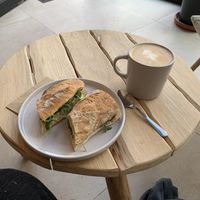 lunchsanwich and oatlatte  at Taylor's Cafe in Brussels