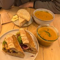 Soup and soup/sandwich combo at Taylor's Cafe in Brussels