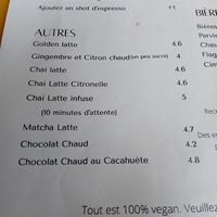 Warm drinks menu at Taylor's Cafe in Brussels