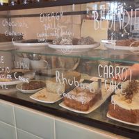 Selection of cakes at Taylor's Cafe in Brussels