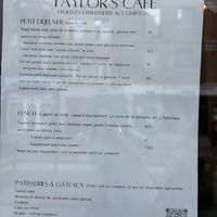 menu  at Taylor's Cafe in Brussels