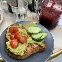 avo on whole grain toast   at Barker Tea House in Cardiff