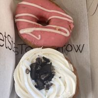 Raspberry lemon donut and cookies ‘n cream donut  at Holey Confections in Stittsville