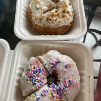 New York Cheesecake donut and Vanilla Sprinkle donut  at Holey Confections in Stittsville