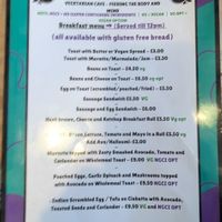 Breakfast menu at Riverside Cafe in Newcastle Emlyn