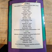 Drinks menu at Riverside Cafe in Newcastle Emlyn