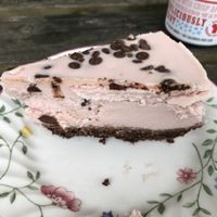 Strawberry choc chip cheesecake (vegan)  at Riverside Cafe in Newcastle Emlyn