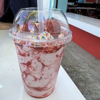Creamy strawberry milkshake   at Monty's Good Burger - Culver City in Culver City