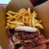 Lunch special. Mushroom walnut bao with spiced fries at BaoBun - Aungier Street in Dublin