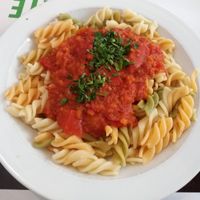Pasta con salsa tomate falsa boloñesa. at Vegetariano El Calafate in Malaga