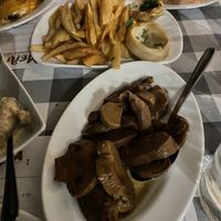 Mushrooms, chips, artichoke  at Melitzia Taverna in Tala