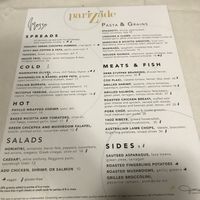 Menu at Parizade in Durham