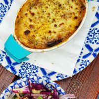 Moussaka (tasty), smaller portion than the other mixed plate at Gaia Kitchen in Vienna