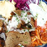 Kebab plate at Gaia Kitchen in Vienna