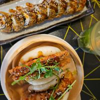 Bao with mushrooms and vegan hot roll 🫶 at Sushi Date? in Kaunas
