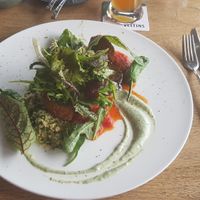 Falafel with grilled eggplant, tomatoes and couscous at Hotel Seegarten in Sundern