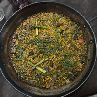 Paella de espárragos de tierra y mar   at MariBel Arrocería in Valencia