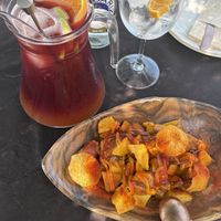 Patatas bravas y sangria   at MariBel Arrocería in Valencia